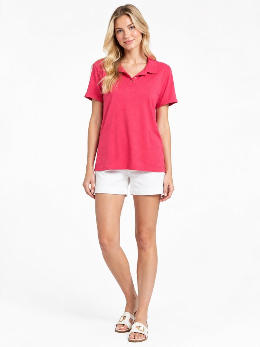2/$30 Lands' End Short Sleeve Polo Shirt Coral Pink 2X #A4825